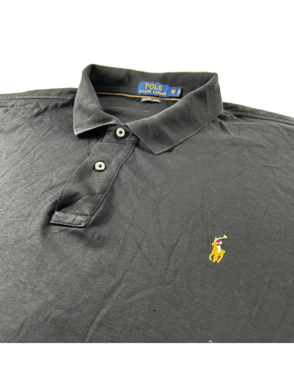 Polo Ralph Lauren Men's 100% Cotton L/S Polo Shirt Black • BIG | 3XB